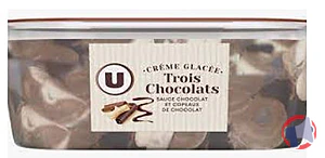 Rappel produit Bac crème glacée 3 chocolats 496g U