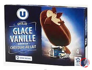 Rappel produit Bâtonnet envie vanille enrobage chocolat au lait U x4 258g U