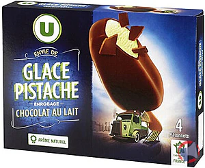 Rappel produit Bâtonnets envie de glace pistache x4, 258 g U
