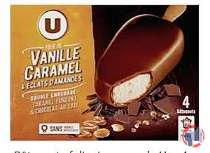 Rappel produit Bâtonnets folie de caramel - U - x4, 294 g U