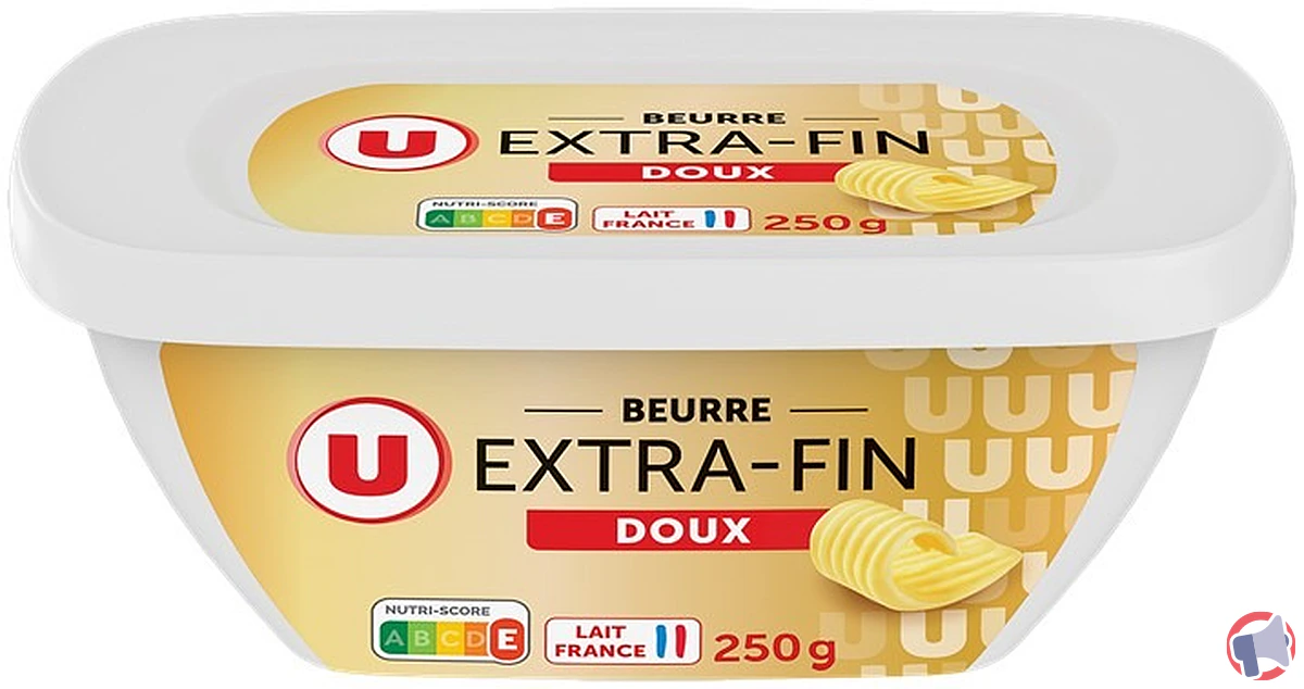 Rappel de produit : beurre extra fin doux 82% mg de la marque U