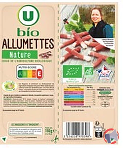 Rappel produit ALLUMETTES NATURE UBIO VPF 2x75G U BIO