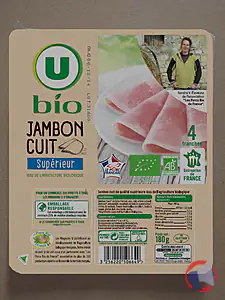 Rappel produit Jambon cuit supérieur U BIO - 4 tranches 180g U BIO