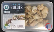 Rappel produit u BULOTS CUITS U - PECHES ATLANTIQUE NORD-EST - BARQUETTE DE 400G