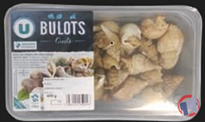Rappel produit BULOTS CUITS U - PECHES ATLANTIQUE NORD-EST - BARQUETTE DE 400G u