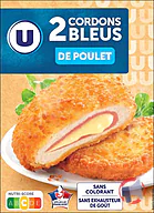Rappel produit Cordon bleu de poulet U x2 barquette 200g et x4 barquette 400g France U