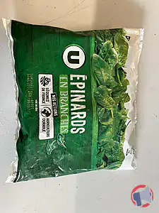 Rappel produit Epinards en branches U sachet 1kg U
