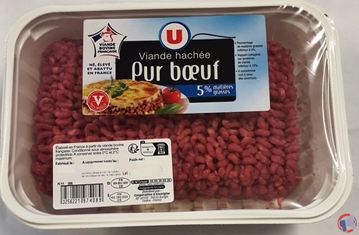 Rappel produit : u hache vrac frais pur boeuf 5 mat
