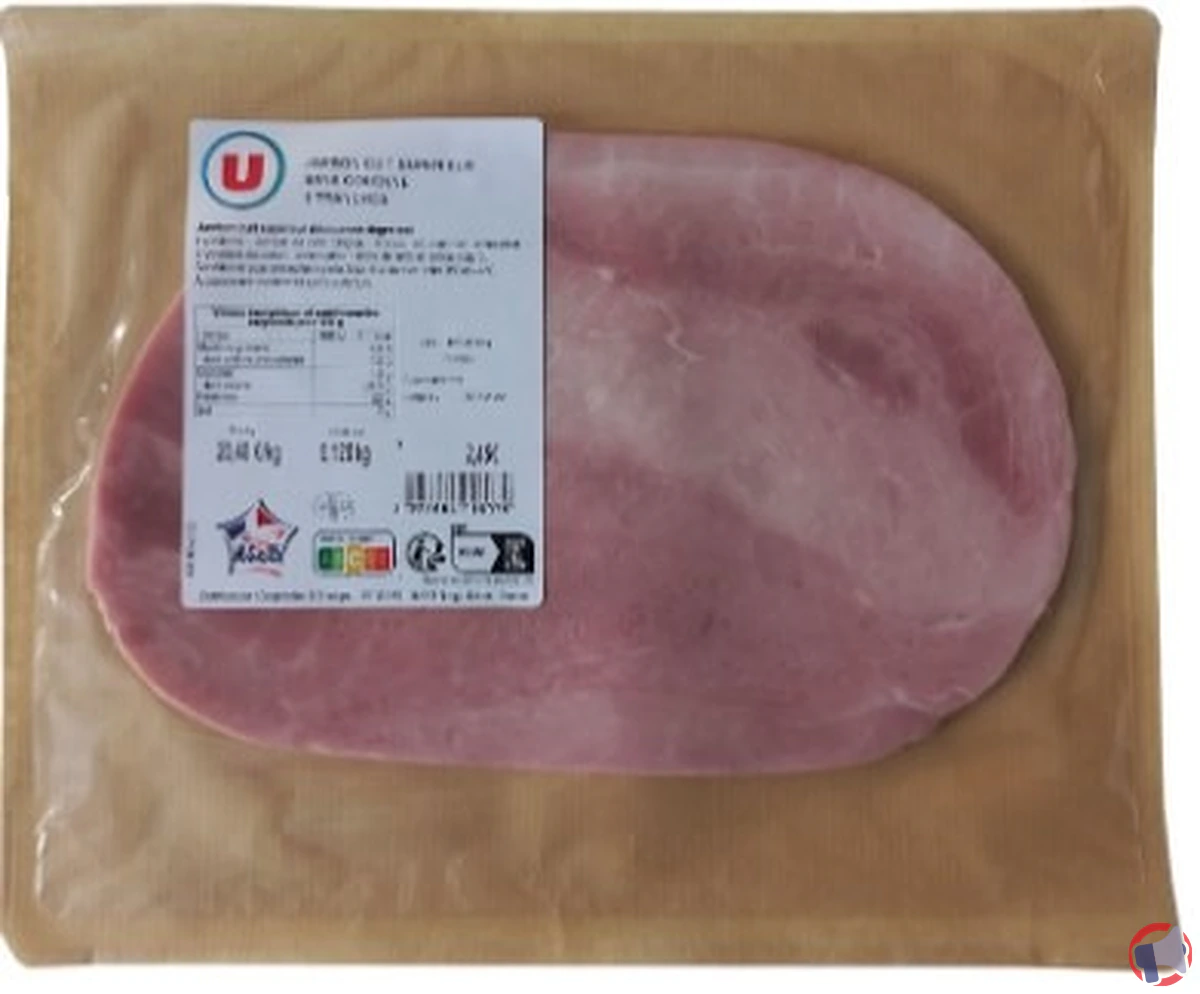 Rappel de produit : jambon cuit supérieur dégraissé découenné U