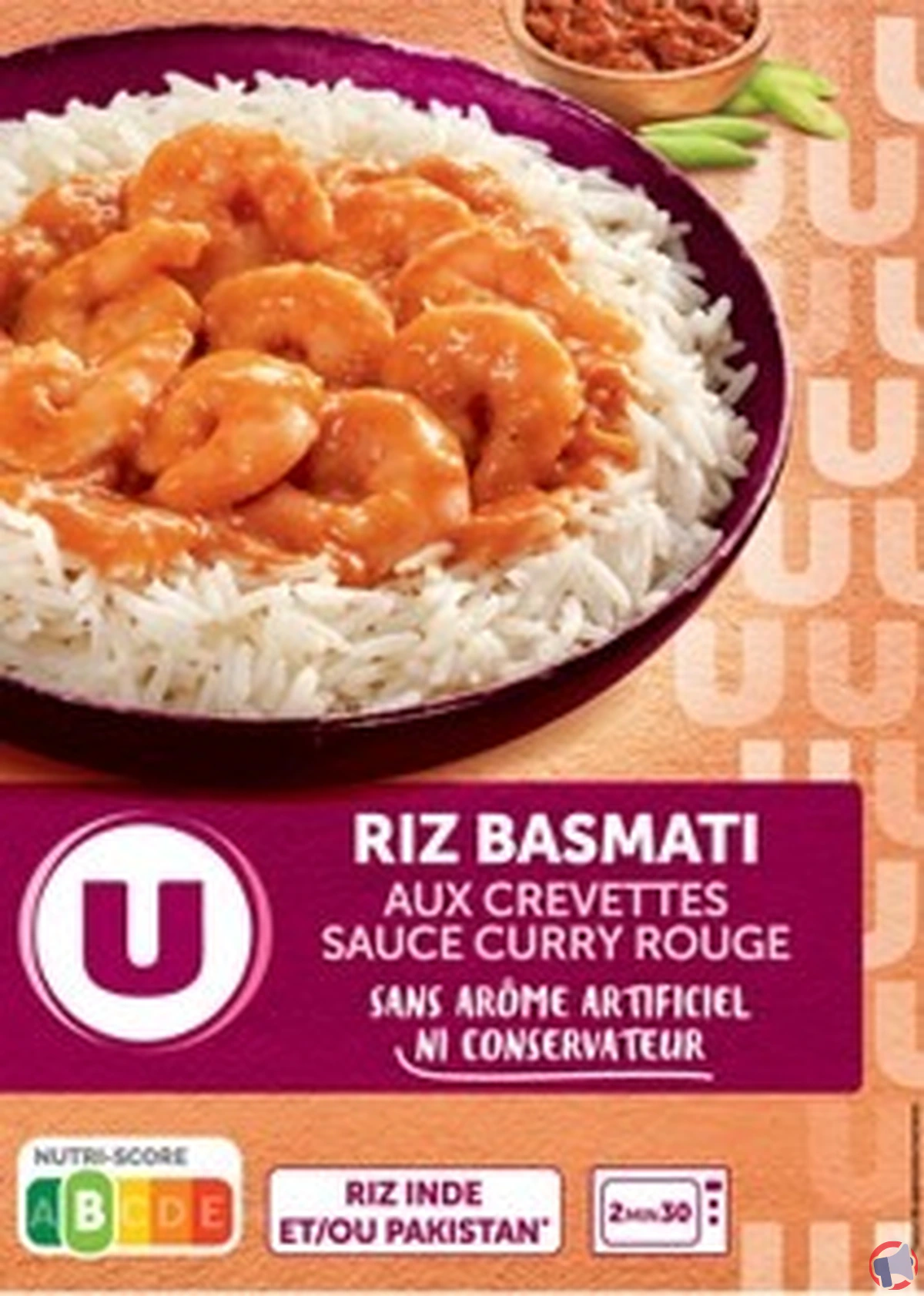 Rappel de produit : Riz basmati cuit, crevette et sauce au curry rouge U 280g