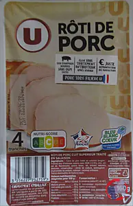 Rappel produit Roti de porc nature U 4 Tranches 160g U