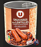 Rappel produit U SAUCISSES LENTILLES U BTE 4/4
