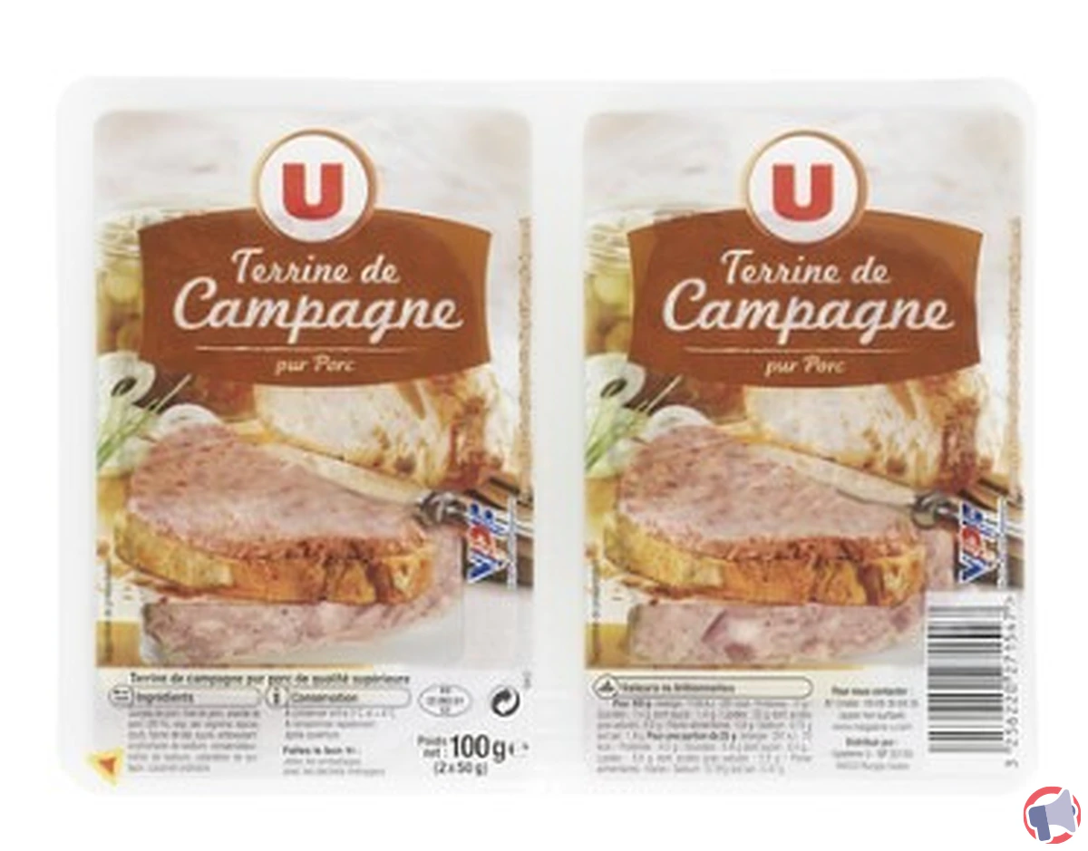 Rappel de produit : Terrine de campagne U 2x50g pour contamination physicochimique