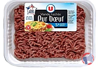 Rappel produit U Viande hachée pur boeuf 5%mg U 350g France et Haché vrac frais pur boeuf 5% mat.grasse U barq.500g France