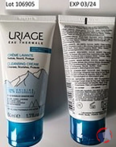 Rappel produit URIAGE CREME LAVANTE – Tube 50ml – Lot 106905 - EXP 03/2024 Code ACL 6275687 - CNK 4285375 - GENCOD 3 661434 008801 URIAGE EAU THERMALE
