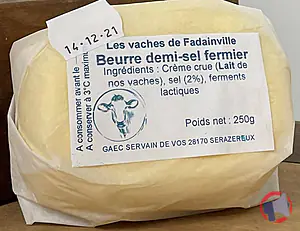 Rappel produit Beurre cru demi-sel Les Vaches de Fadainville