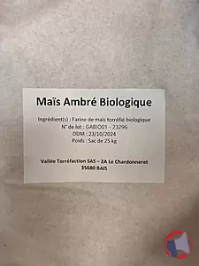 Rappel produit Maïs ambré biologique - Farine de maïs torréfié biologique Vallée Torréfaction - Maïs ambré biologique