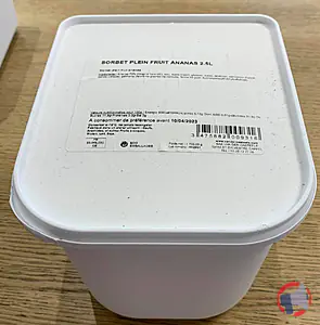 Rappel produit SORBET PLEIN FRUIT ANANAS 2.5L VAN DEN CASTEELE