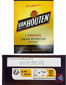 Rappel produit Poudre de cacao non sucré 255g Van Houten