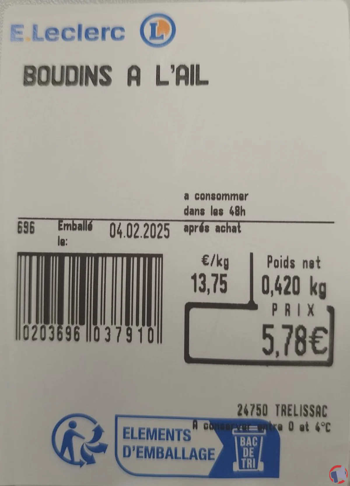 Rappel de produit : boudin à l'ail de la marque Vaux pour risque de listériose