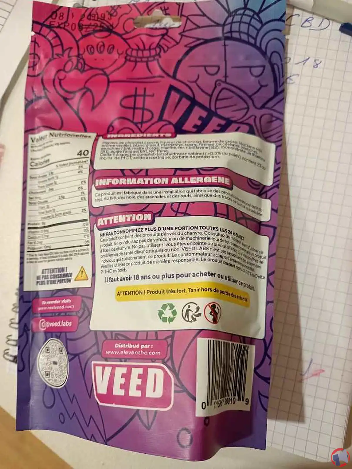 Rappel de produit : THC Brownies Bites de la marque VEED