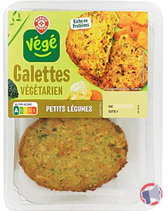 Rappel produit GALETTES PETITS LÉGUMES - VÉGÉTARIEN 200 g VÉGÉ