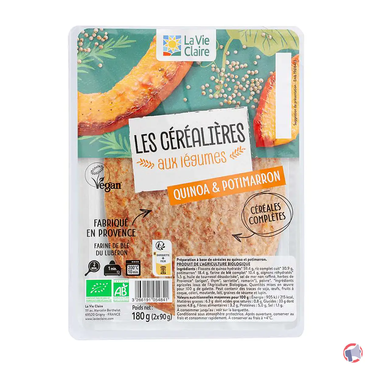 Rappel produit : galettes quinoa/potimarron La Vie Claire