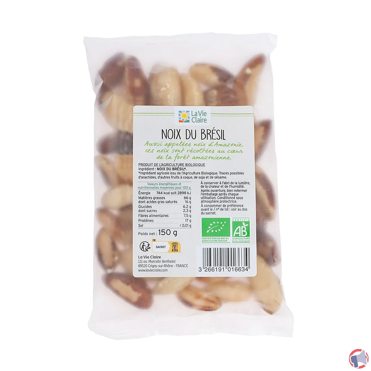 Rappel : noix du brésil vie claire 150 g (à ne pas consommer)