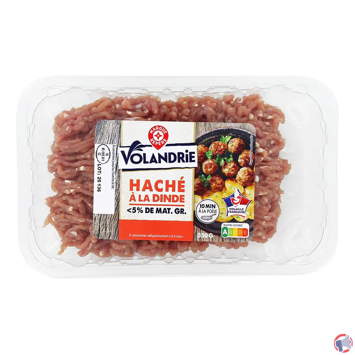 Rappel de produit : haché à la dinde Volandrie pour risque de salmonellose
