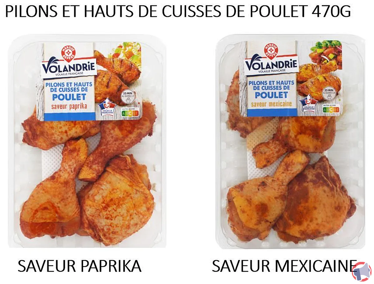 Rappel de produits Volandrie : pilons et hauts de cuisses de poulet, risque d'anomalie d'étiquetage