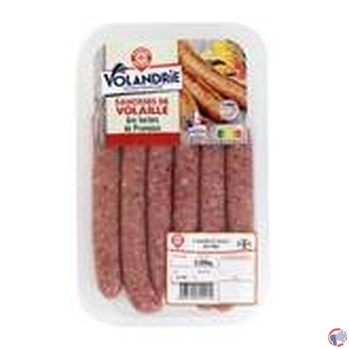 Rappel de saucisses de volaille Volandrie : risque de présence de plastique