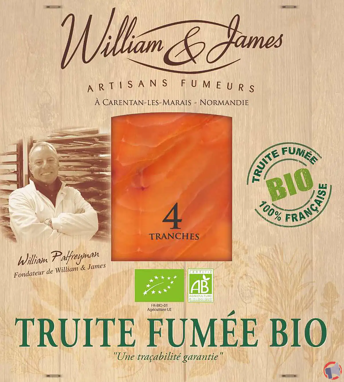 Rappel de la truite fumée bio william james 100g