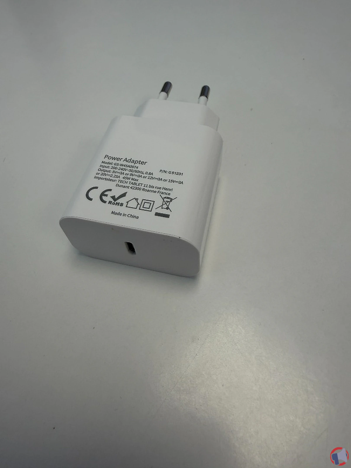 Rappel : chargeur zanae 45 w 1 usb gan (risque de surchauffe)